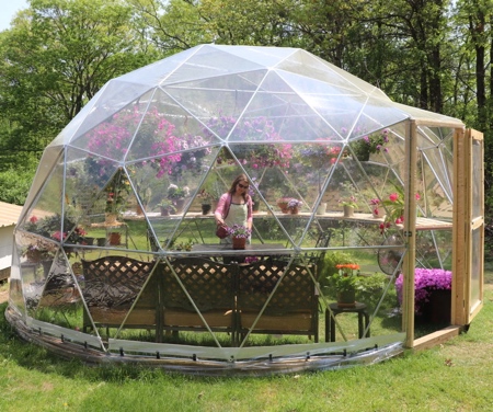 Geodesic Dome Greenhouse Kit with Clear Vinyl Cover