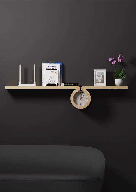 Shelf with a Clock