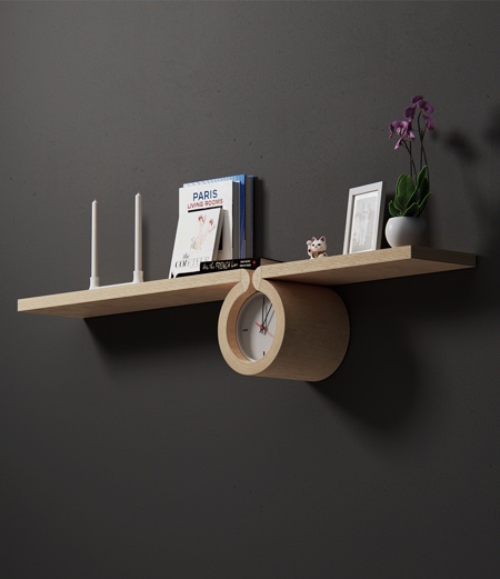 Bookshelf with integrated Clock