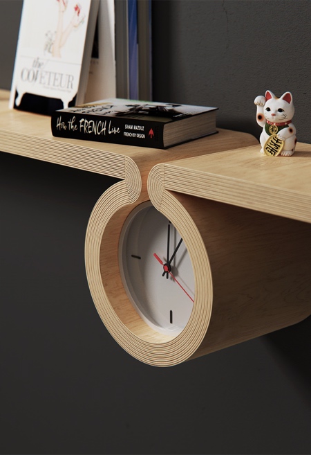 Shelf with integrated Clock