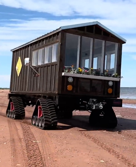 Wooden House on Tracks