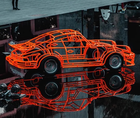 Wireframe Porsche 934 Sculpture by Benedict Radcliffe