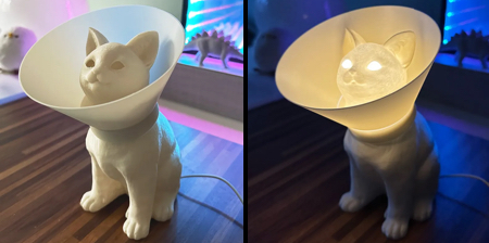 Cone of Shame Cat Lamp